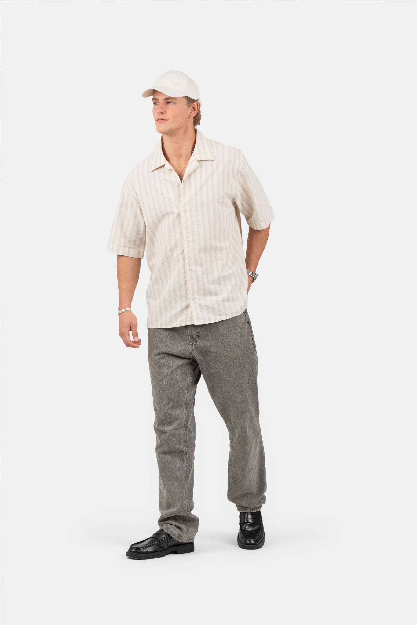 Kortærmet Hørskjorte Beige Stribet | Skagen-clothing.dk
